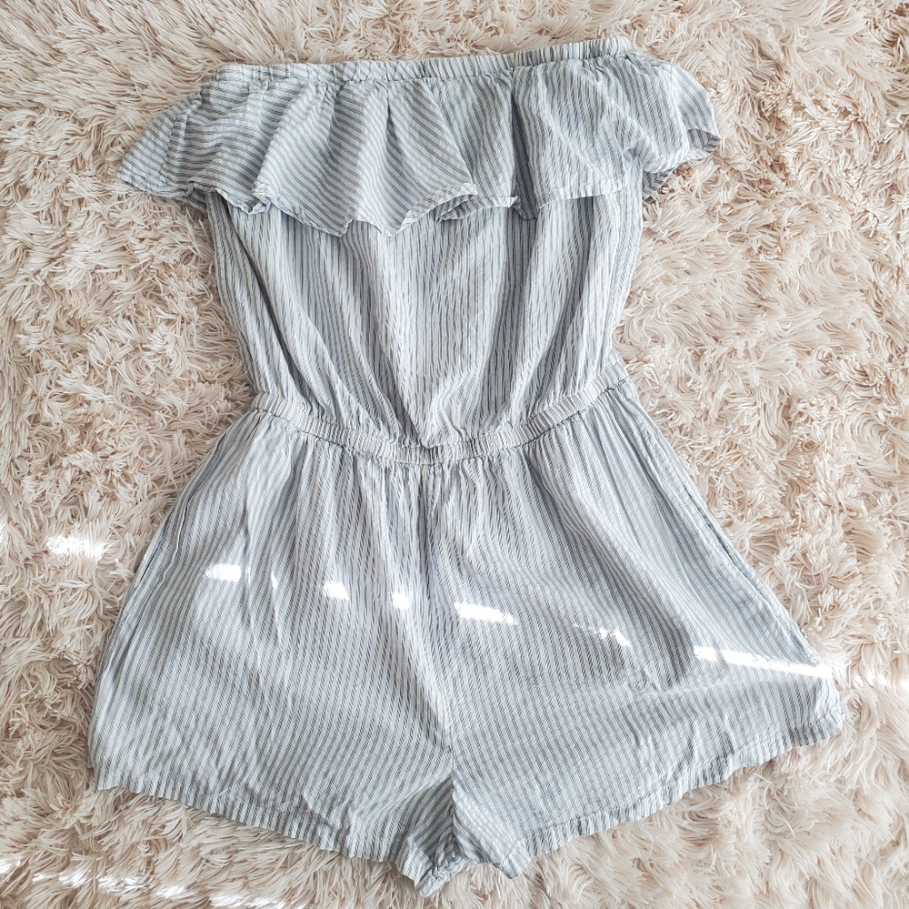 Aerie striped strapless romper